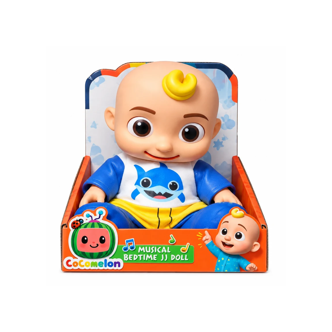 Cocomelon Musical Bedtime JJ Doll – Soft Baby Character Doll with Music