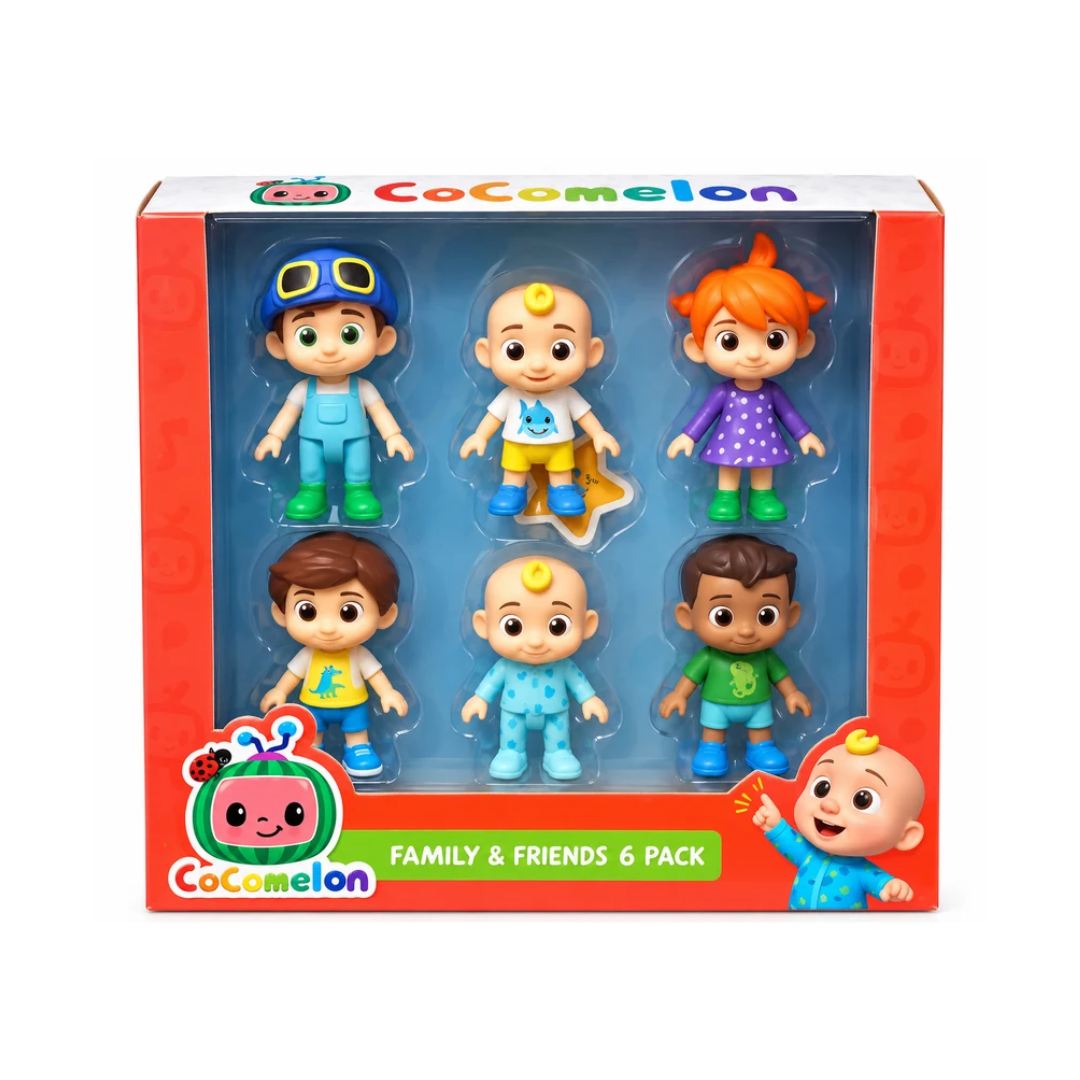Cocomelon Family & Friends 6-Piece Character Figure Set – JJ & Friends Collectible Toys