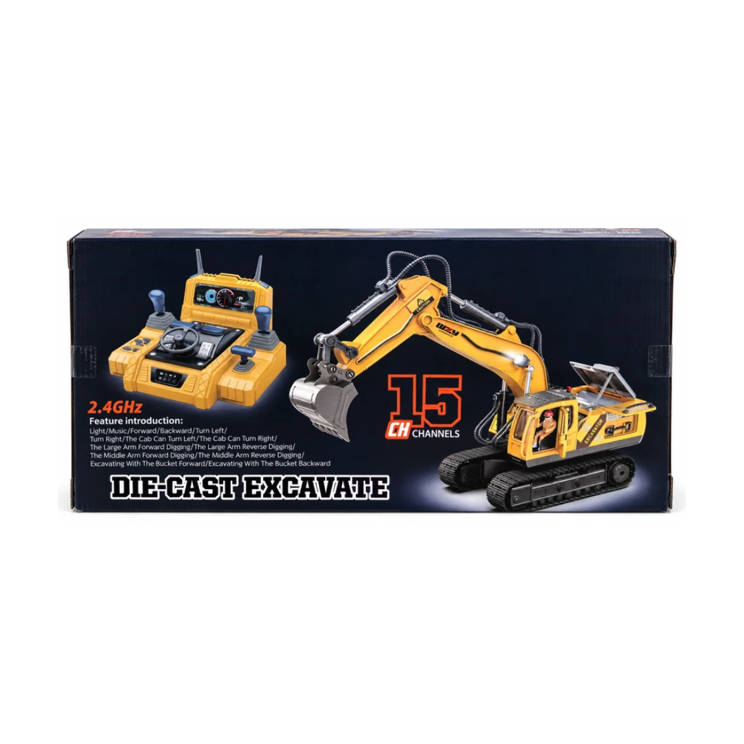 WL 15 Channel 2.4GHz Remote Control Die-Cast Excavator with Light & Sound
