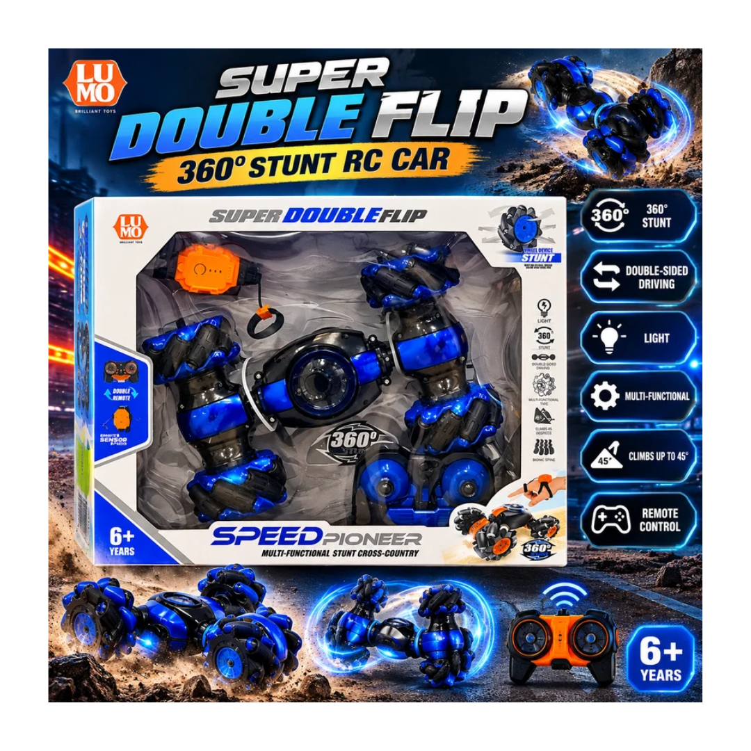 LUMO Speed Pioneer Super Double Flip 360° Stunt RC Car with Double Remote & Gravity Sensor – 6+ Years