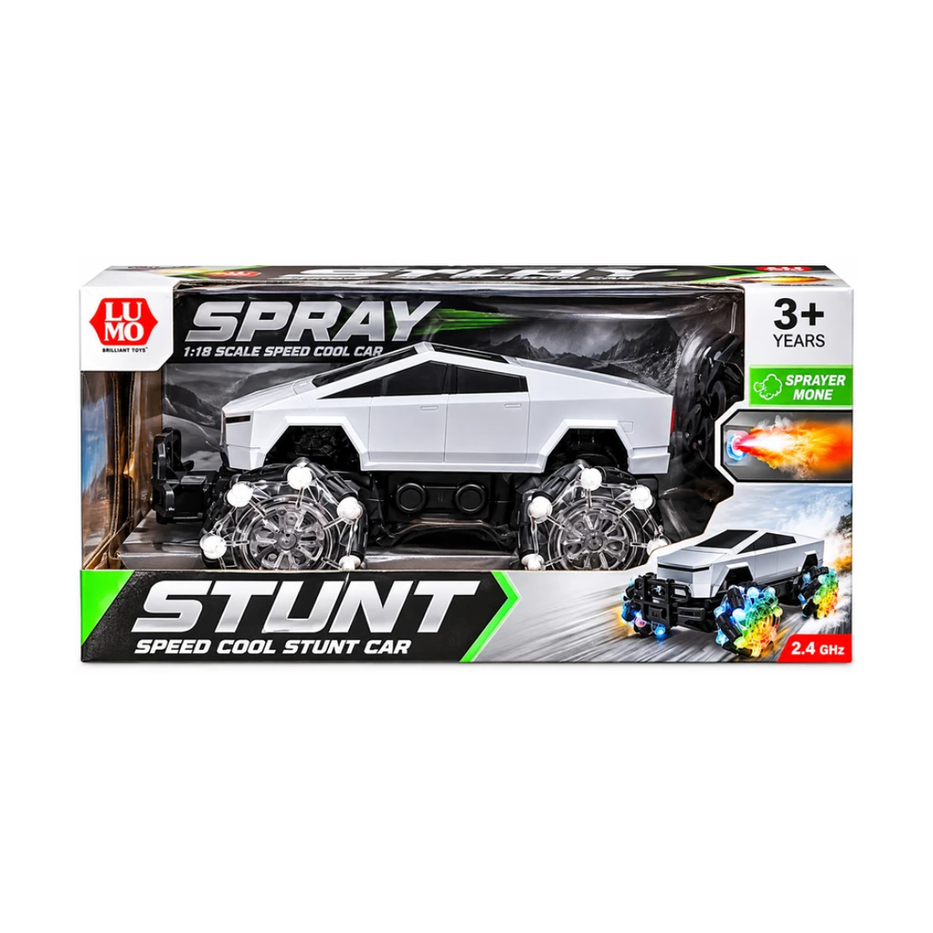 LUMO Speed Cool Stunt Car 1:18 Scale with 2.4GHz Remote, Sprayer Mode & Stunt Wheels – 3+ Years