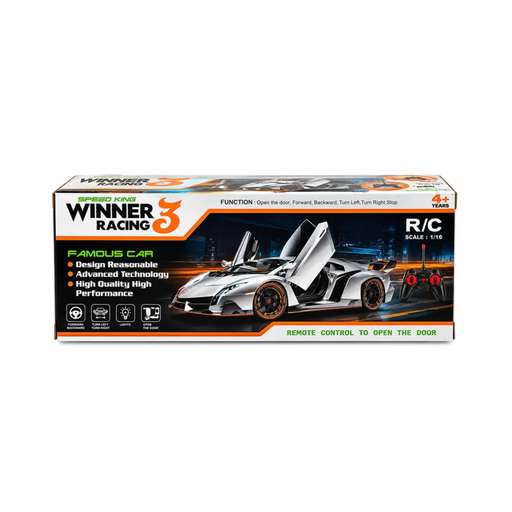 LUMO Winner Racing 3 Famous Car Remote Control with Remote-Controlled Opening Doors – 4+ Years