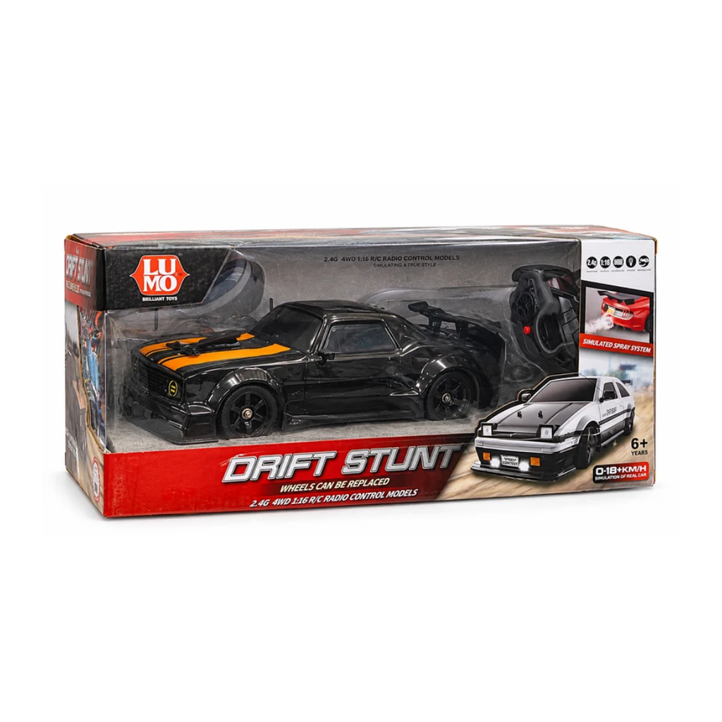 LUMO Drift Stunt RC Car 4WD with Replaceable Wheels, 2.4GHz Remote & Simulated Spray System – 6+ Years
