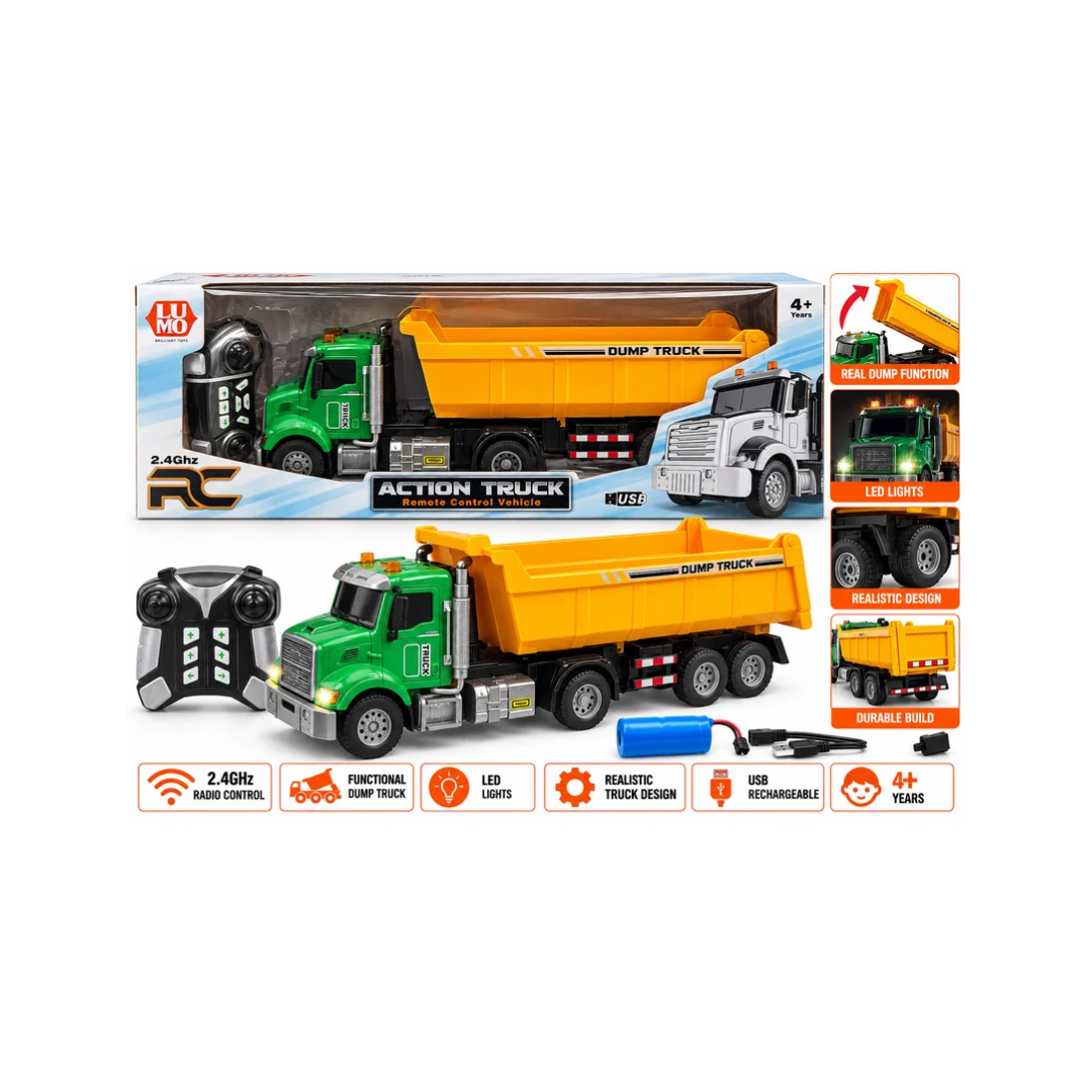 LUMO Action Truck Dump Truck 2.4GHz Remote Control with USB – 4+ Years