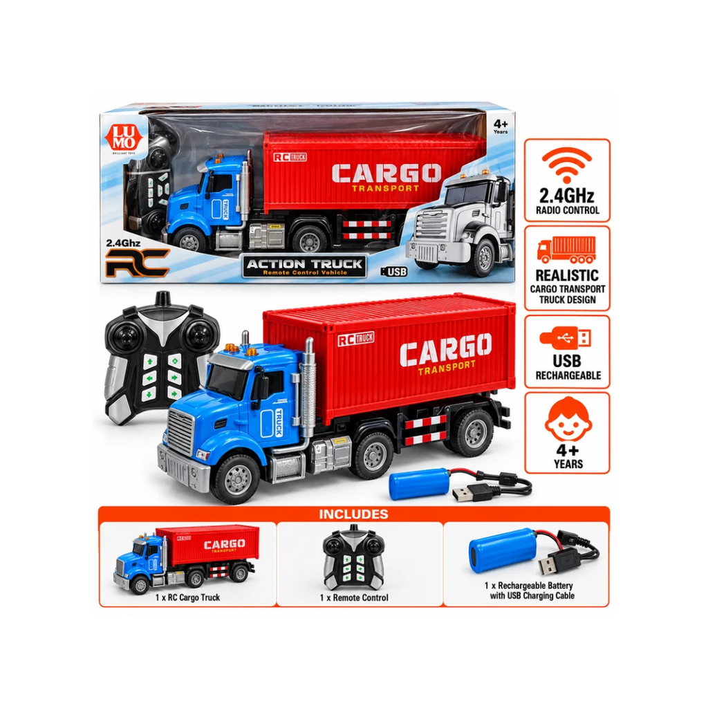 LUMO Action Truck Cargo Transport 2.4GHz Remote Control Truck with USB – 4+ Years
