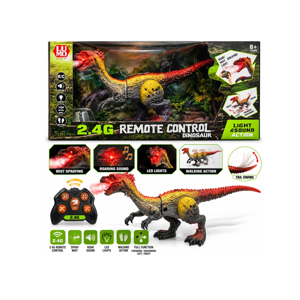 LUMO 2.4G Remote Control Dinosaur with Light & Sound, Walking & Swinging Action – 6+ Years