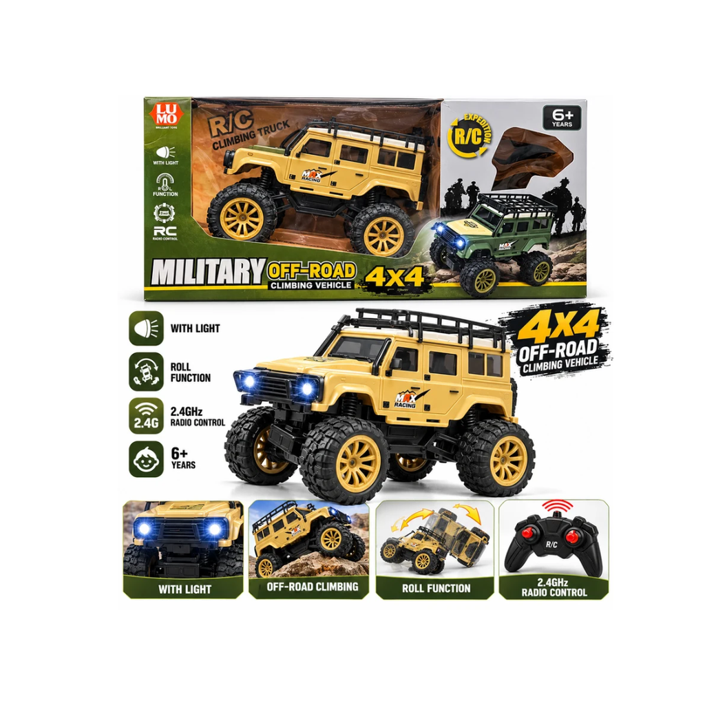 LUMO Military Off-Road 4X4 RC Climbing Vehicle with Lights – 6+ Years