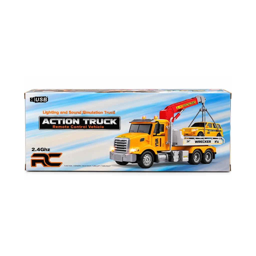 LUMO Action Truck 2.4GHz RC Tow Truck with Car Carrier & USB Charging – 4+ Years