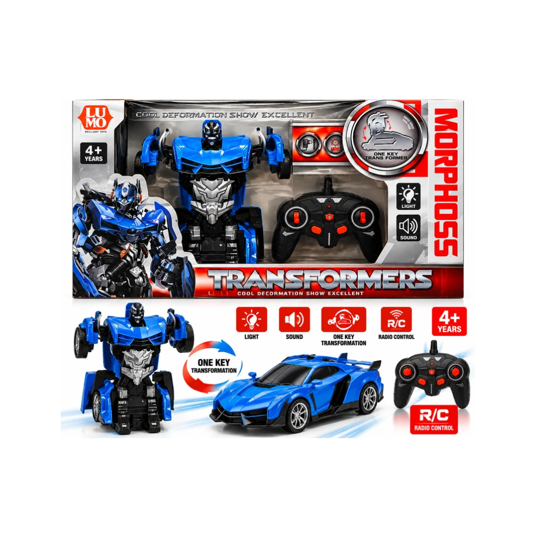 Transformers RC Transforming Robot Car with One-Key Transformation, Lights & Remote Control – 4+ Years