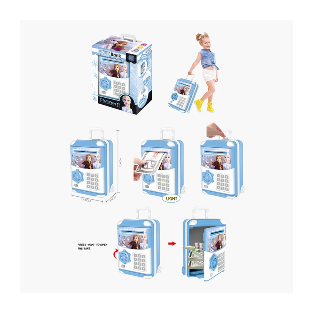 Frozen II Trolley Case Piggy Bank for Kids with Coin Slot & Number Keypad – 3+ Years