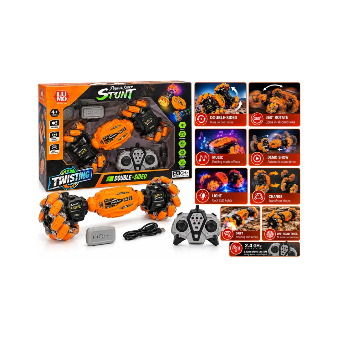 Lumo Double-Sided Stunt Remote Car with 360° Rotation, Drift & Off-Road Tires – 4+ Years