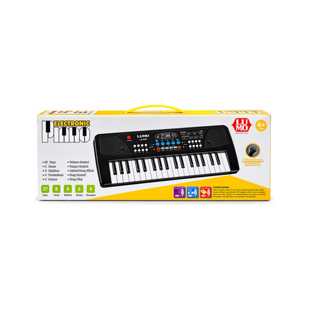 Lumo Electronic Piano Keyboard with Microphone – 37 Keys, 8 Tones & 8 Rhythms, 4+ Years
