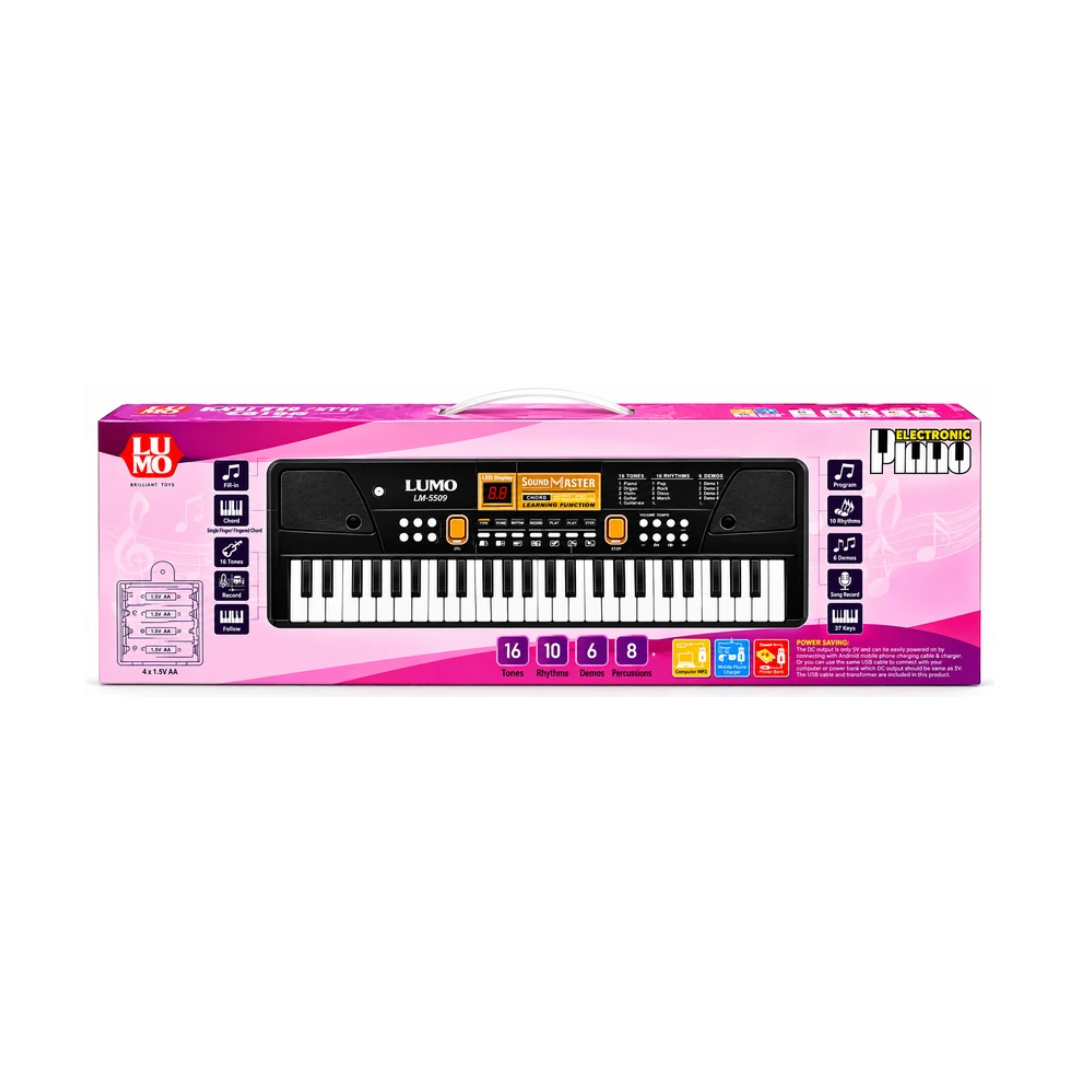 Lumo Electronic Piano Keyboard with Microphone – 49 Keys, 16 Tones, 8 Rhythms & 6 Demos, 6+ Years