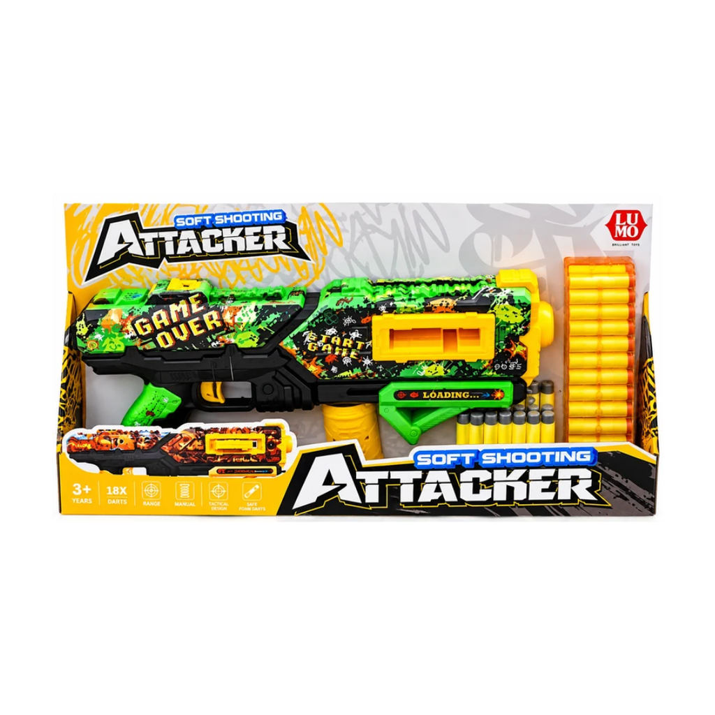 Lumo Soft Shooting Attacker Toy Gun – Foam Dart Blaster with 3+ Years