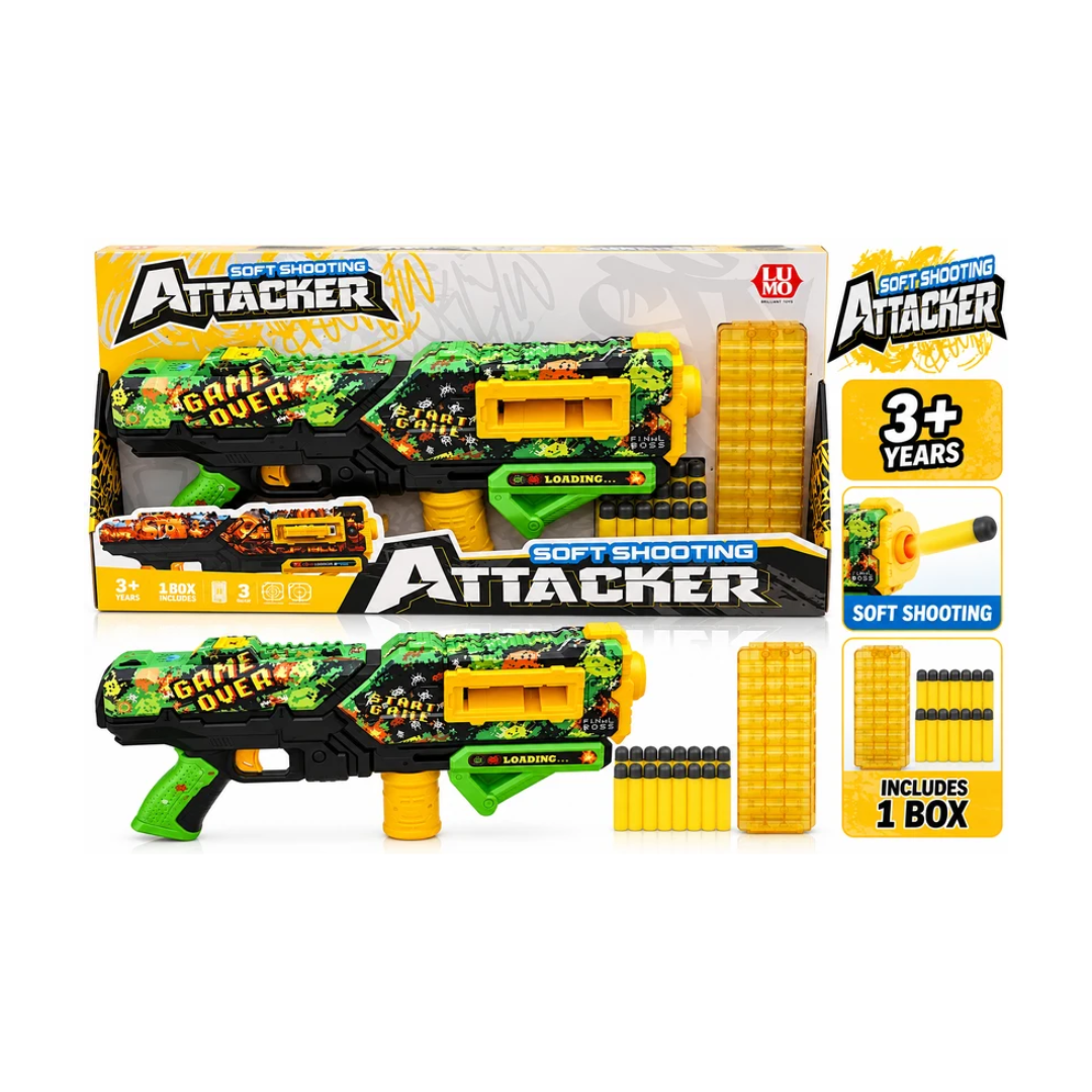 Lumo Soft Shooting Attacker Toy Gun – Foam Dart Blaster with 3+ Years