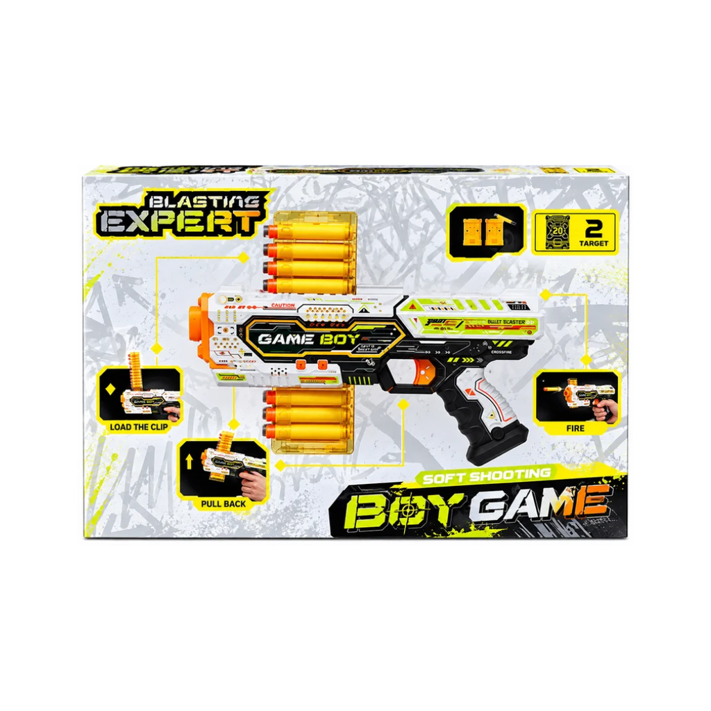 Lumo Blasting Expert Soft Bullet Toy Gun | Eby Game Foam Dart Blaster with 12 Soft Bullets & 2 Targets | 3+ Years