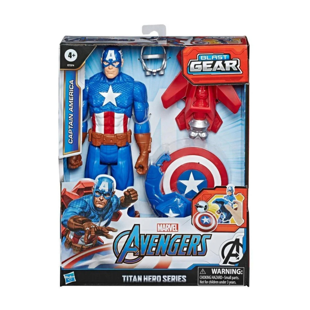 Marvel Avengers Titan Hero Series Blast Gear Captain America, With Launcher, 2 Accessories and Projectile
