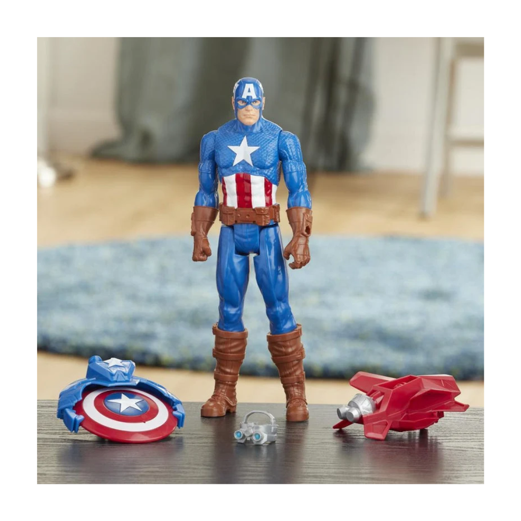 Marvel Avengers Titan Hero Series Blast Gear Captain America, With Launcher, 2 Accessories and Projectile