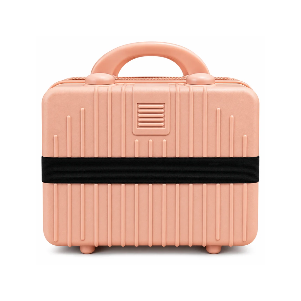 Portable Hard Shell Makeup & Travel Organizer Case with Handle – Peach Pink (30cm)