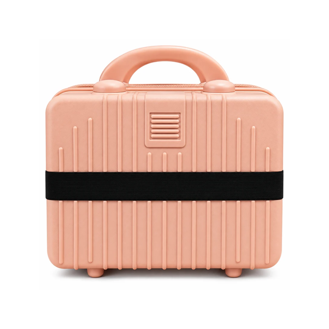 Portable Hard Shell Makeup & Travel Organizer Case with Handle – Peach Pink (30cm)
