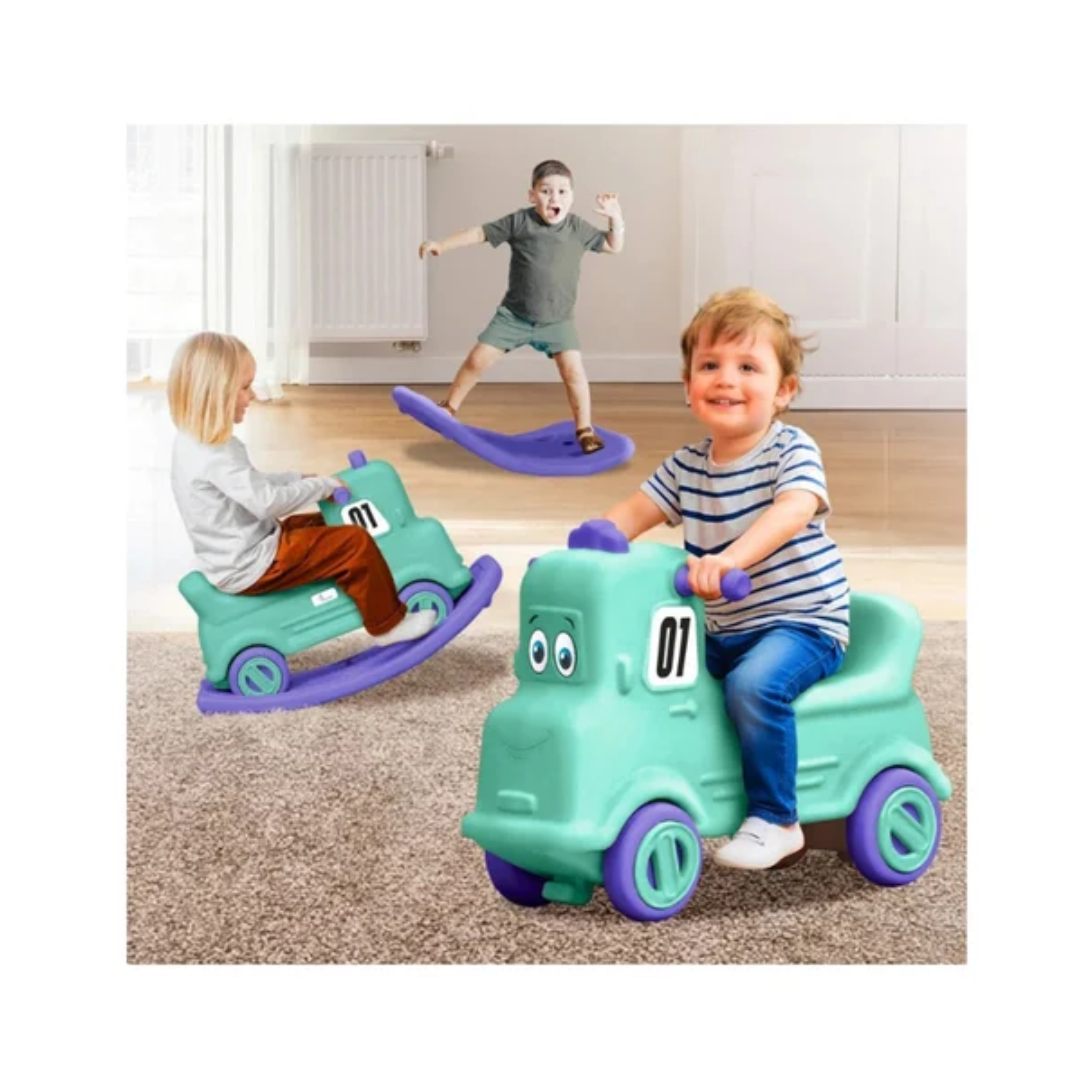 R For Rabbit Rock N Ride 3-in-1 Playtime Buddy, Safe, Fun & Skill-Boosting Green Purple