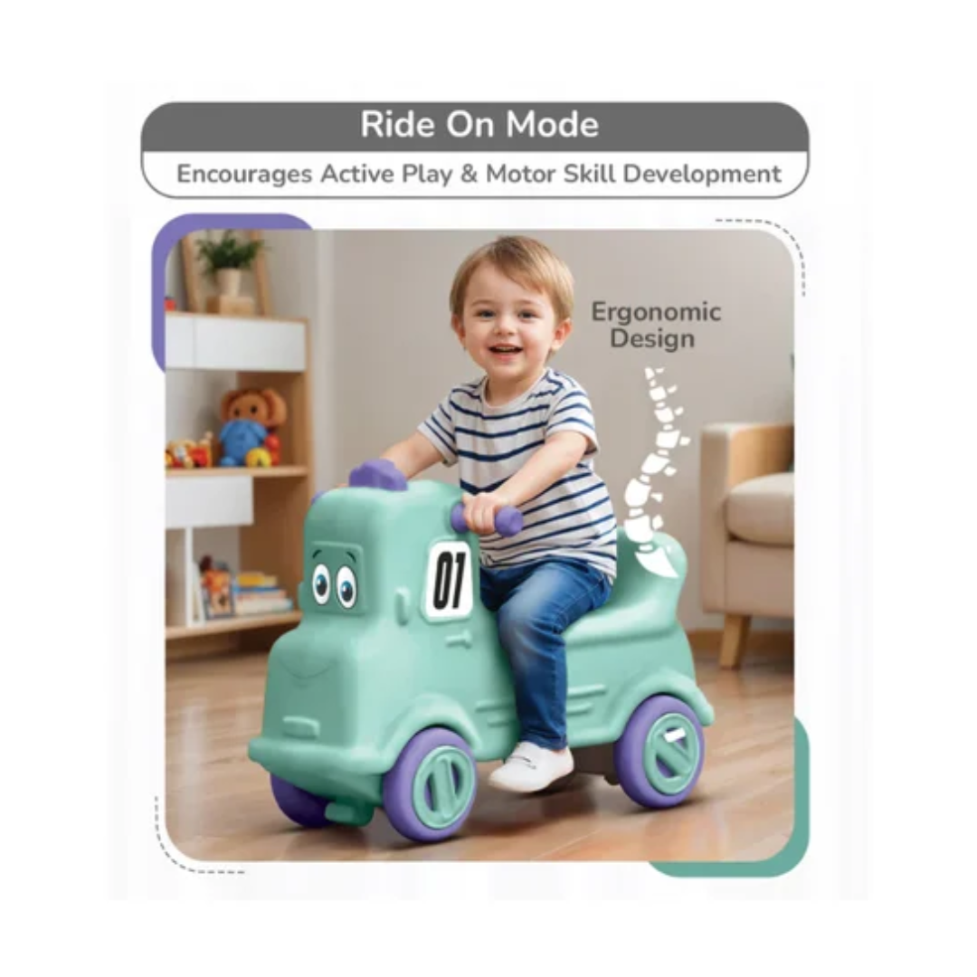 R For Rabbit Rock N Ride 3-in-1 Playtime Buddy, Safe, Fun & Skill-Boosting Green Purple