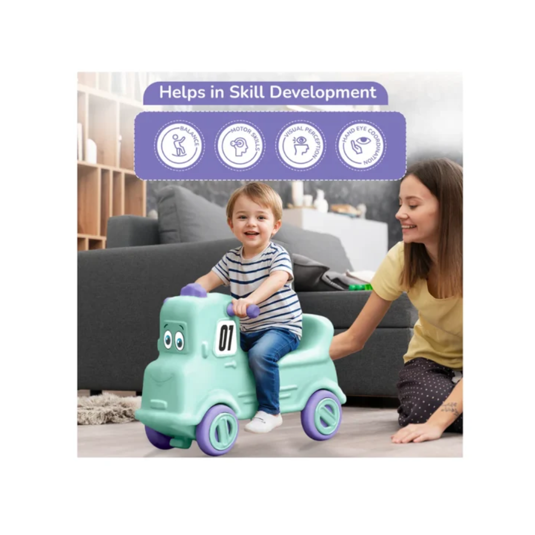 R For Rabbit Rock N Ride 3-in-1 Playtime Buddy, Safe, Fun & Skill-Boosting Green Purple
