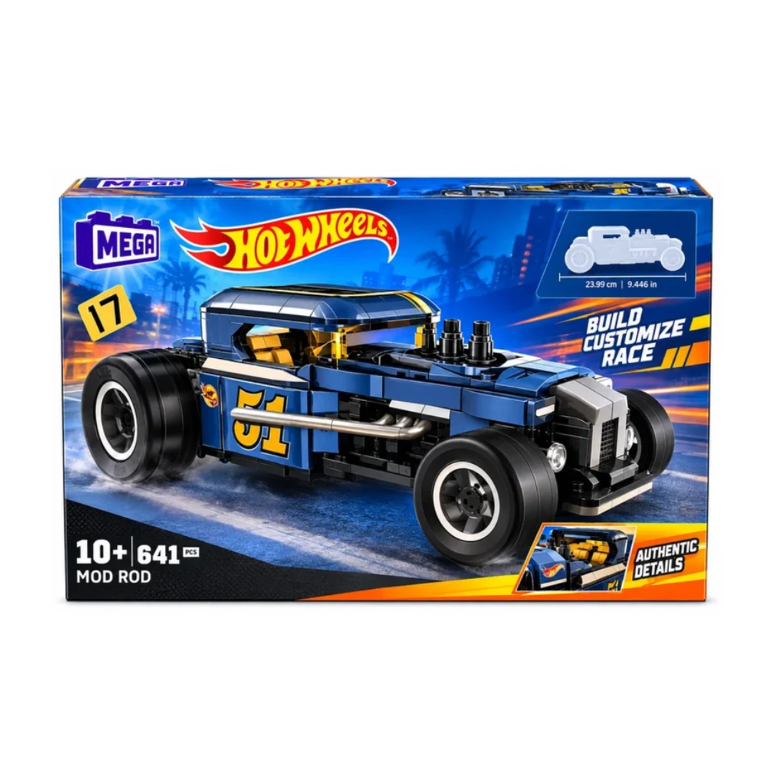 MEGA Hot Wheels Mod Rod Building Set – 641 Pieces Blocks 10 Years+