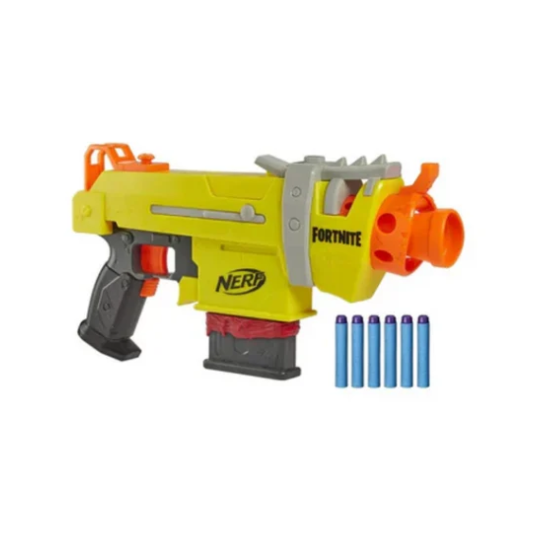 Hasbro  Nerf Fortnite SMG-L Motorised Dart Blaster Includes 3 Targets Comes with 6-Dart Clip and 6 Official Nerf Elite Darts