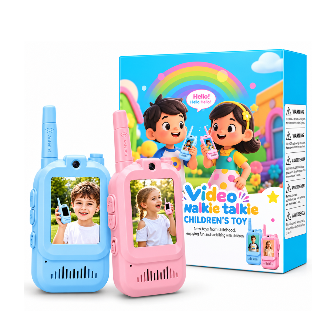 Kids Video Call Walkie Talkie Toy Set with Photo Display – Blue & Pink