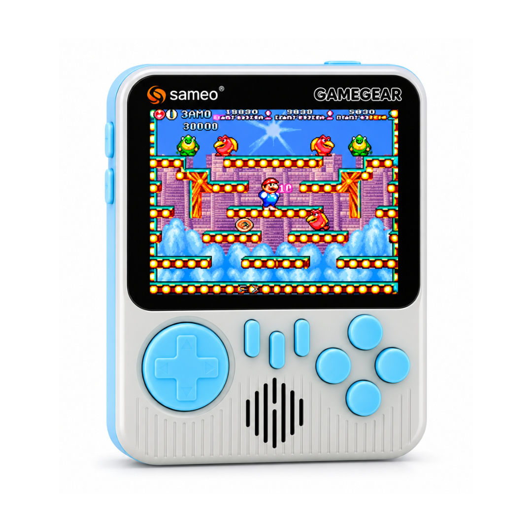 Sameo GameGear Retro Handheld Gaming Console – 666 8-Bit Games 3.5” LCD Grey