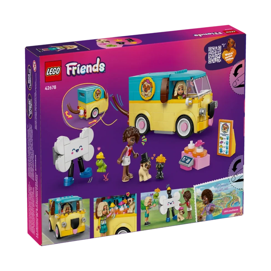 LEGO Friends Pet Accessories Van Building Set 42678, 237 Pieces, Pug-Shaped Van, 2 Mini Dolls & 3 Animal Figures – 6+ Years