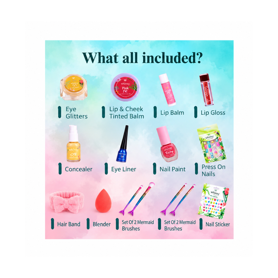 Whimsy Beauty Girls 13Pcs Unicorn Travel Beauty Vanity Kit