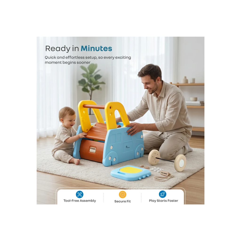 R for Rabbit Kiddie Kart 4-in-1 Versatile Toy Cart – Ride, Push & Storage Play Cart Blue Yellow