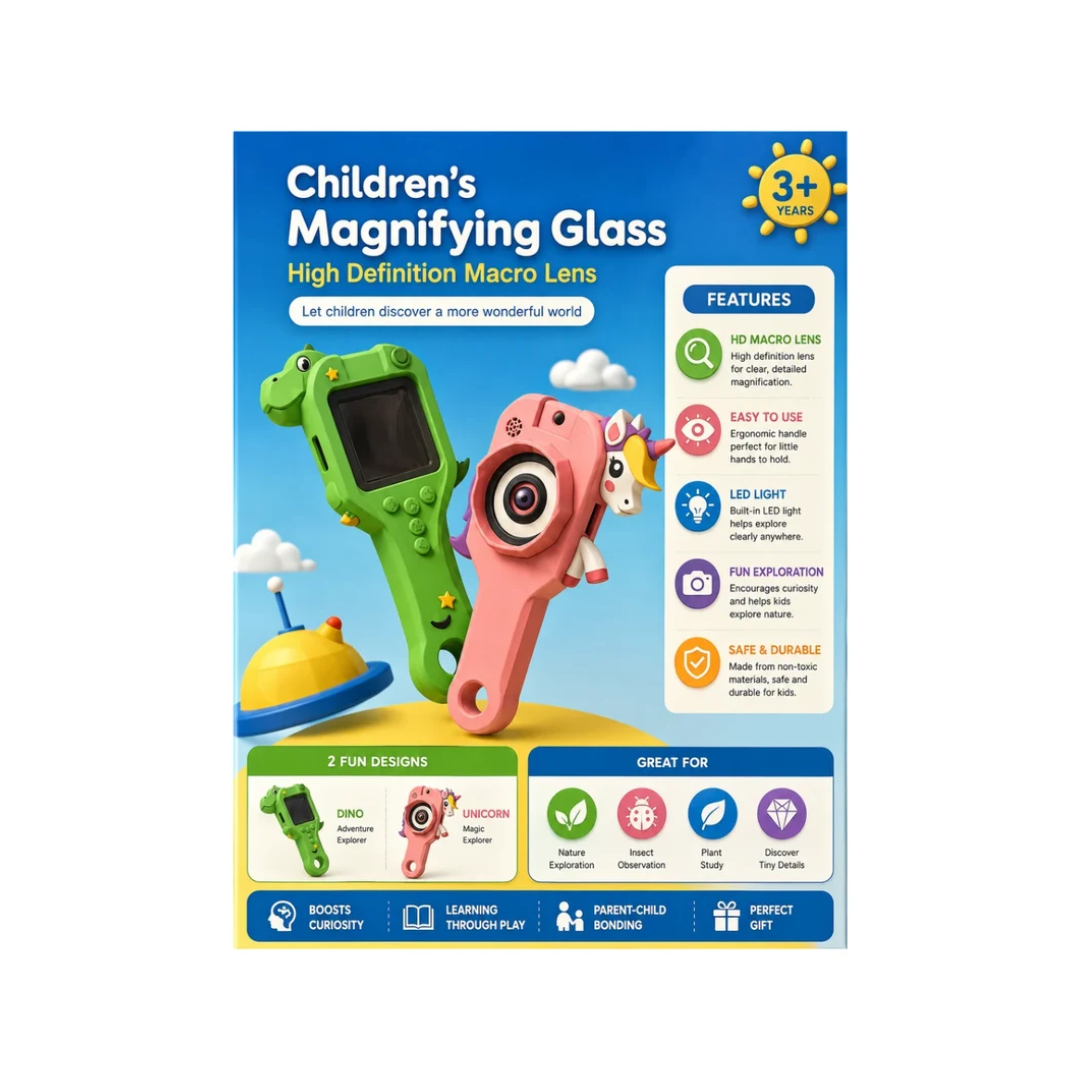 Kids High Definition Magnifying Glass with Macro Lens – Fun Educational Exploration Toy