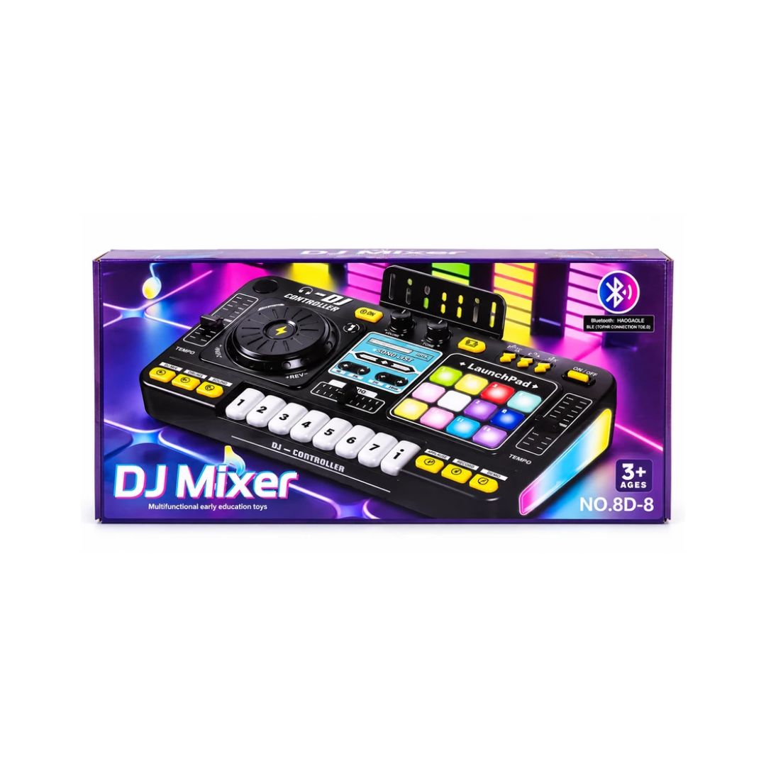 DJ Mixer Toy with Bluetooth Connectivity, Music Keyboard & Light-Up Launchpad for Kids 3+ Years