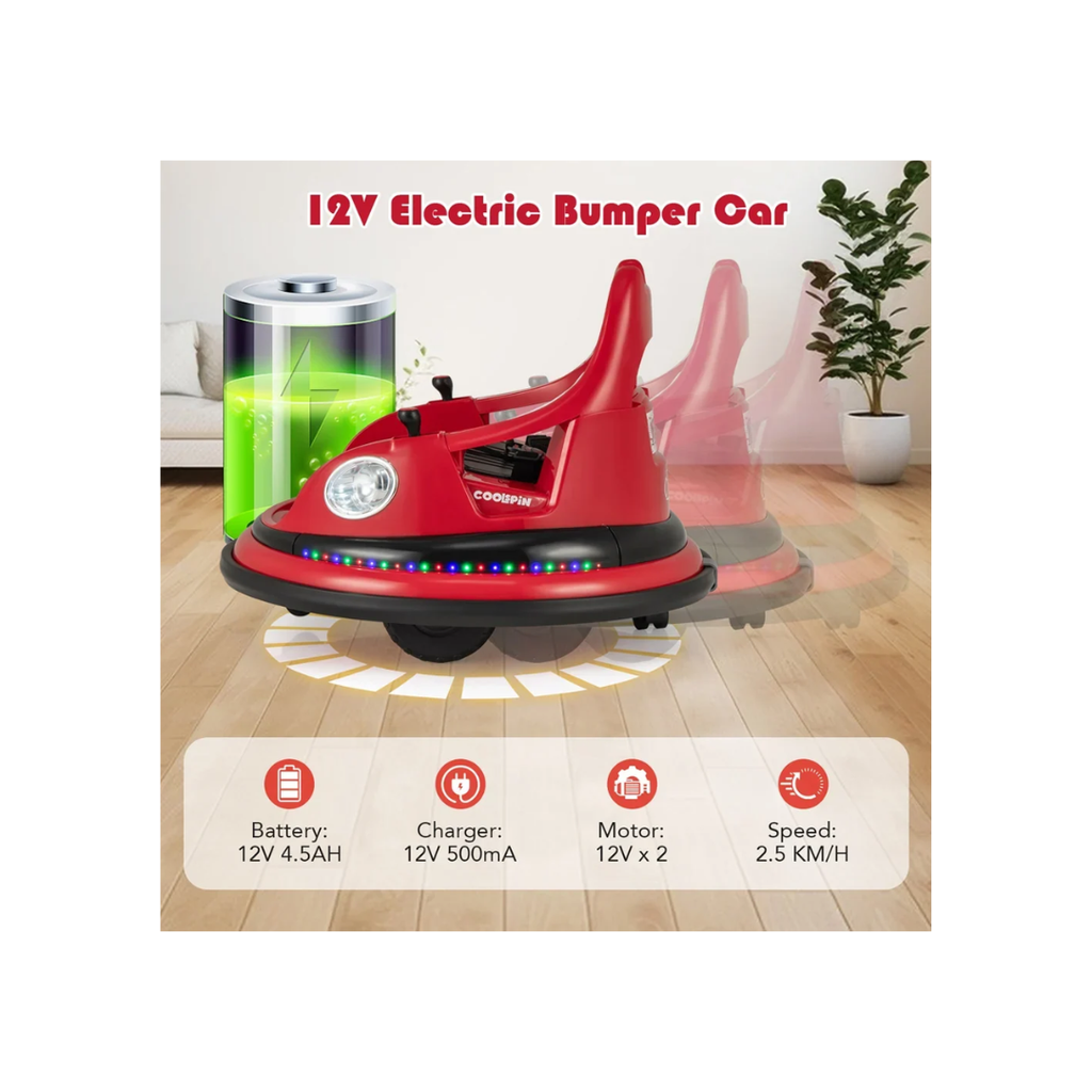 EMotorad Formula Fun Dash Car 12V Electric Bumper Car for Kids – Rechargeable Ride-On Car Red