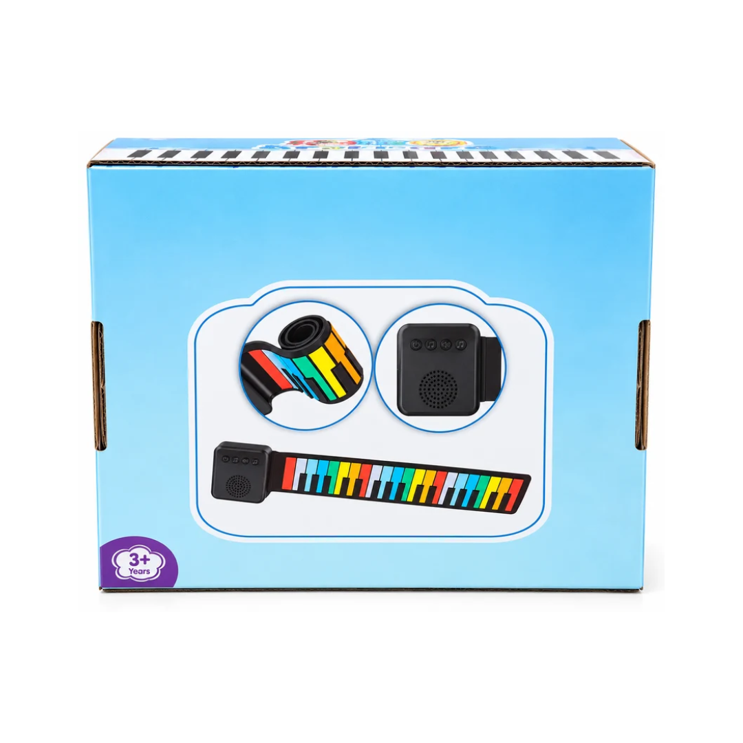 Roll Up Keyboard for Kids – Portable Flexible Piano with 8 Demo Songs, 10 Tones & Built-in Speaker, Ages 3+
