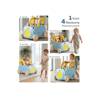 R for Rabbit Kiddie Kart 4-in-1 Versatile Toy Cart – Ride, Push & Storage Play Cart Blue Yellow