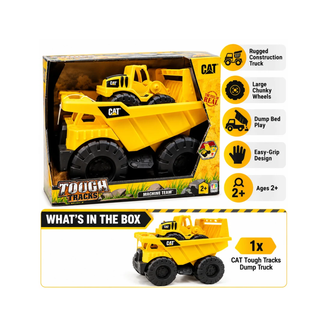 CAT Tough Tracks Machine Team Dump Truck Toy for Kids – 2+ Years