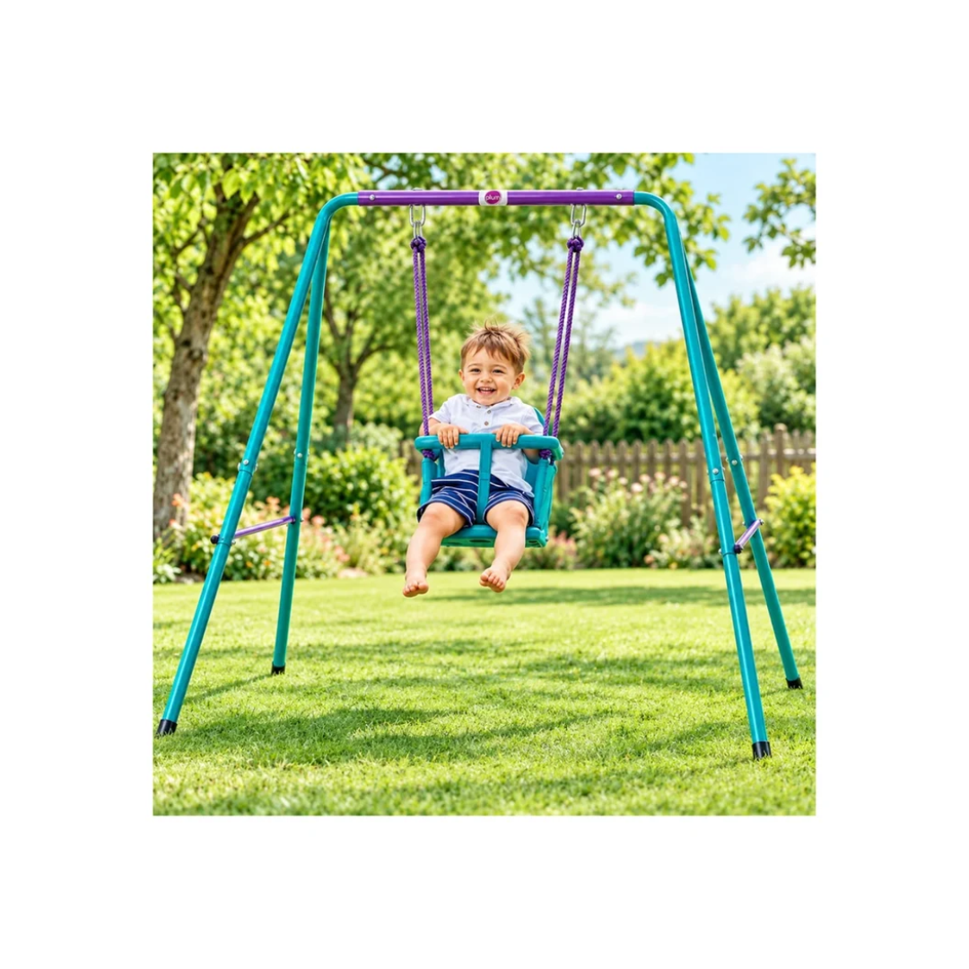 Plum Products Metal 2-in-1 Swing Set for Kids 1–10 Years – Adjustable Height, Baby Safety Seat & Steel Frame