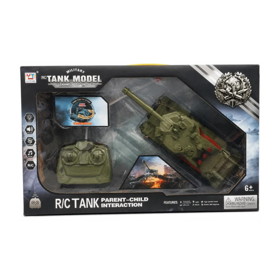 Military Remote Control Battle Tank with Remote Control, Lights & Sound – 360° Rotation