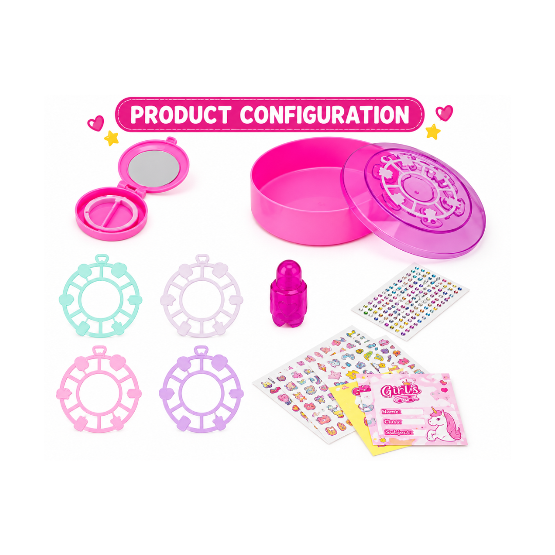 Girls Creator Nail Art & Color Tatto Set, Emoji Pedicure and Manicure Kit