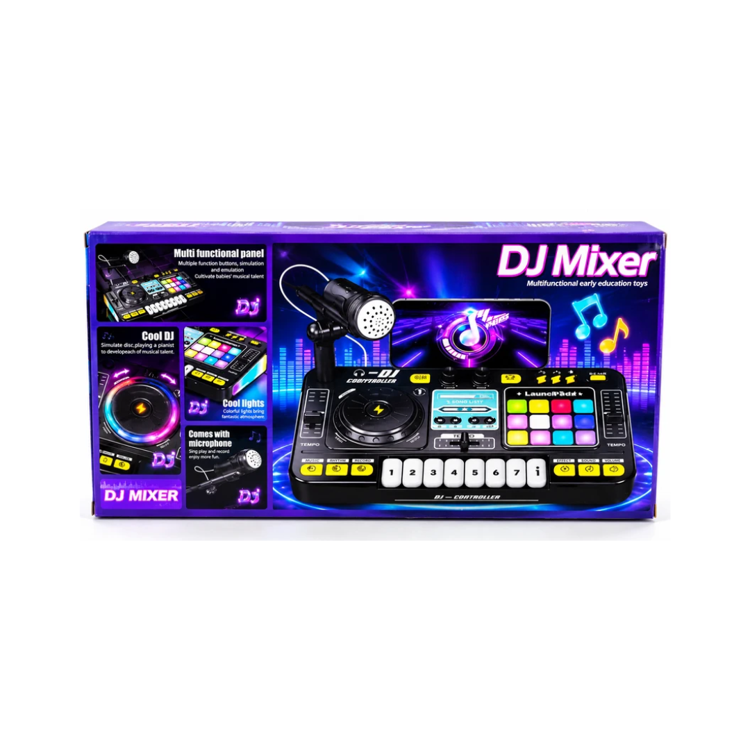 DJ Mixer Toy with Bluetooth Connectivity, Music Keyboard & Light-Up Launchpad for Kids 3+ Years
