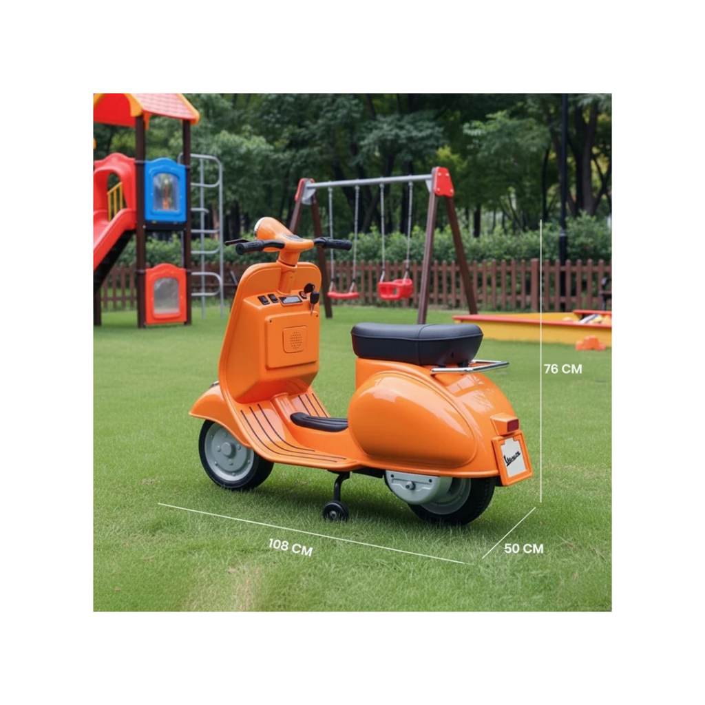 Emotorad Formula Fun Vespa 12V Electric Ride-On Scooter for Kids – 3 to 6 Years Yellow