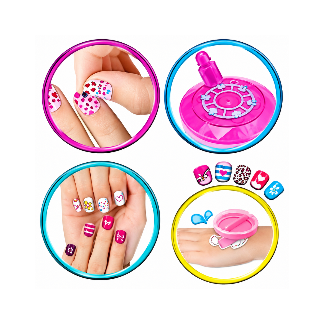 Girls Creator Nail Art & Color Tatto Set, Emoji Pedicure and Manicure Kit