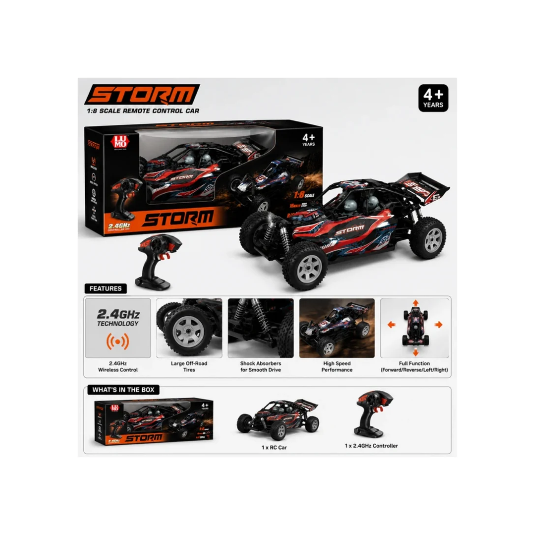 LUMO STORM 1:8 Scale 2.4GHz Remote Control Off-Road Racing Car