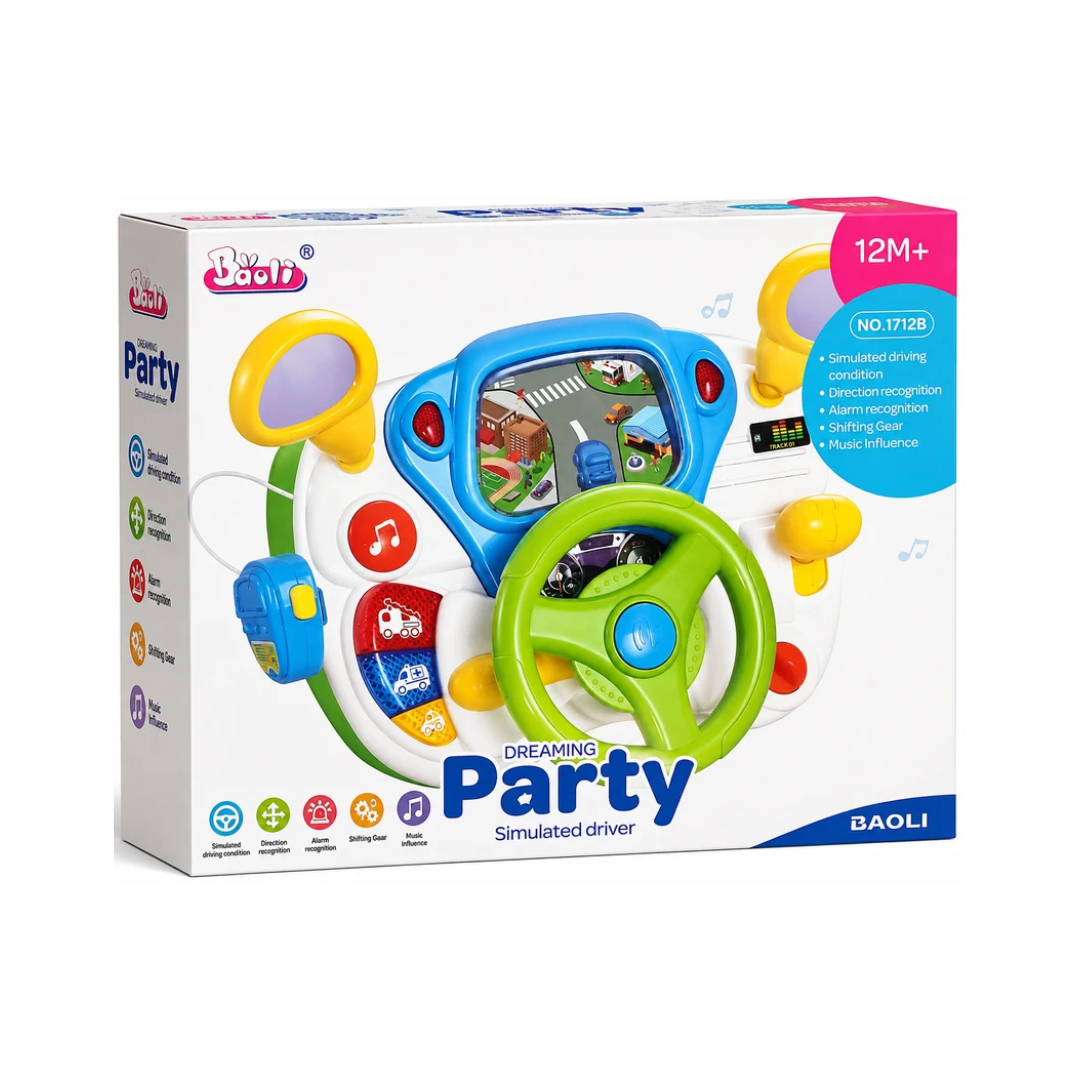 Baoli Dreaming Party Simulated Driver Steering Wheel Activity Toy with Music – 12M+ | No. 1712B