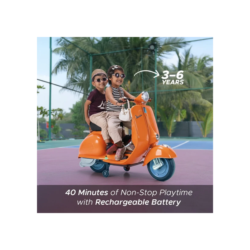 Emotorad Formula Fun Vespa 12V Electric Ride-On Scooter for Kids – 3 to 6 Years Yellow