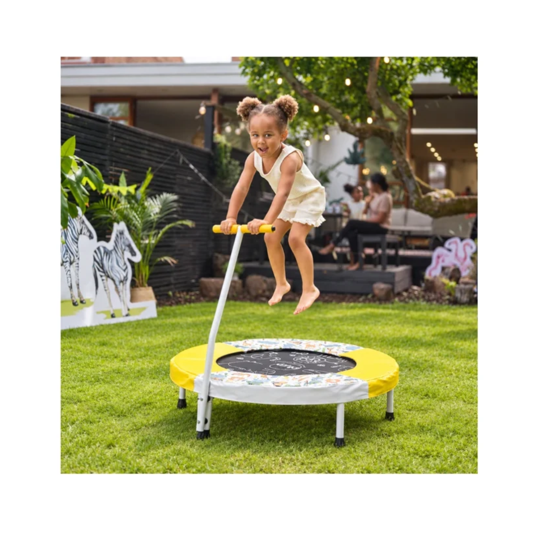 Plum Junior Jungle Bouncer with Sounds | Spring-Free Kids Trampoline with Handle for Ages 18 Months+